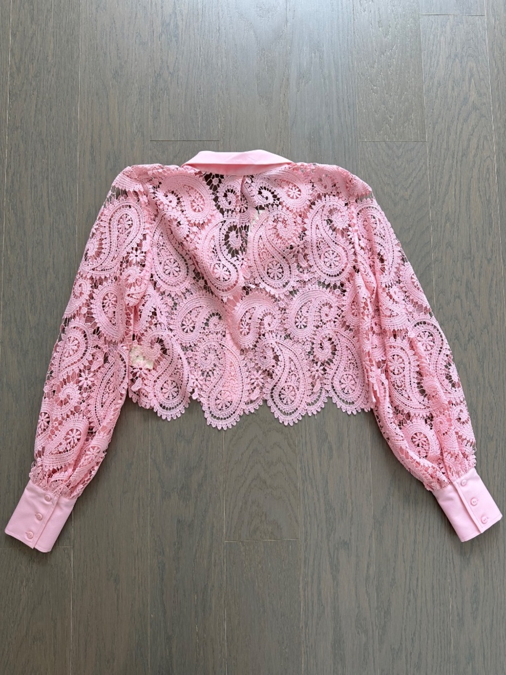L'Agence ODELIA Blush Pink Lace Crop Cropped Button Down Top - With Tags - XS - Picture 3 of 8